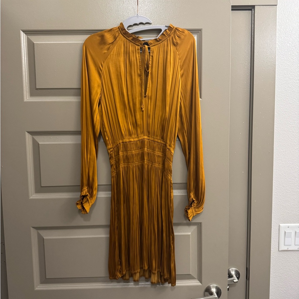 Anthropologie satin pleated dress